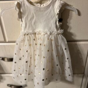Madison Layne Baby Girl Cream Gold Polka Dot Tulle Dress 6-9M Party Occasion